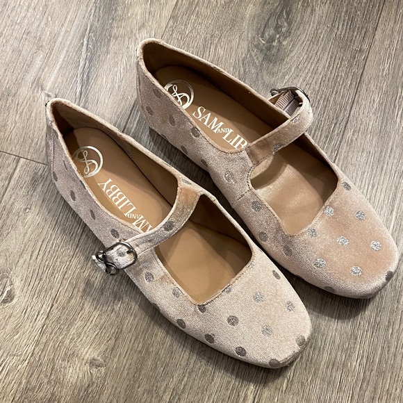 Sam & Libby Shoes - Sam & Libby Blush and Silver Polka Dot Flats